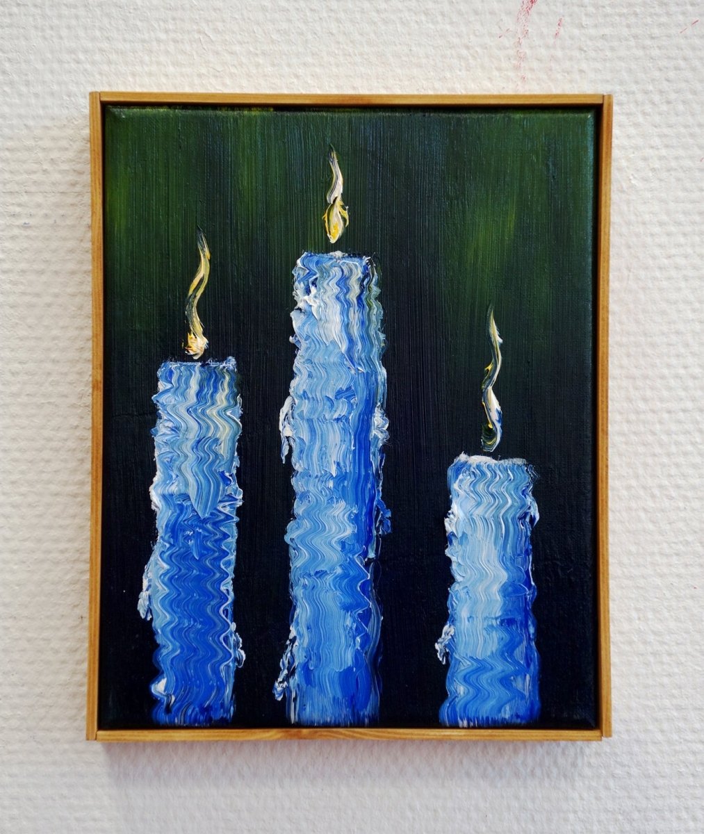 Hugo Baudouin Blue Creamy Candles For Sale - Guy Hepner Editions