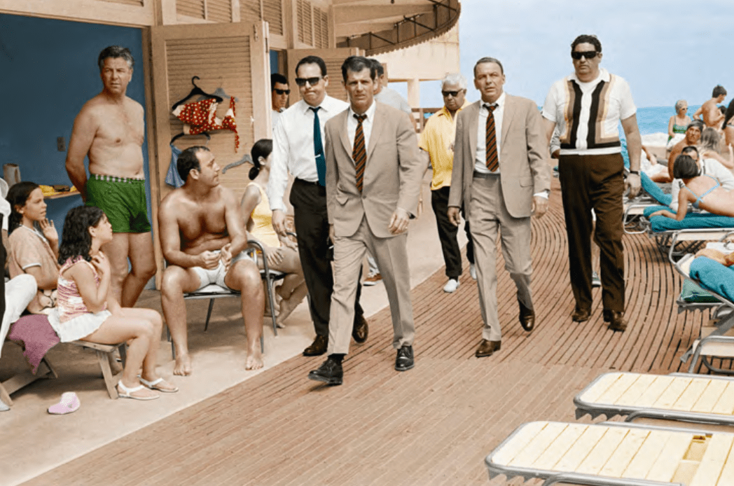 Terry O'Neill, Frank Sinatra on the Boardwalk, colourised, 1968 - Guy Hepner Editions